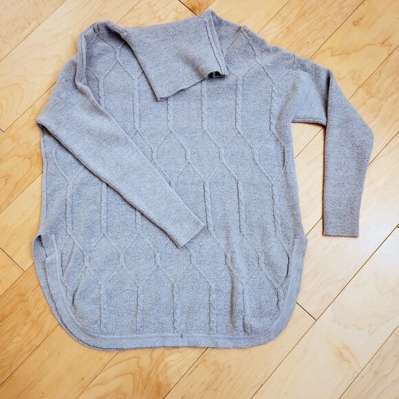Grey Knit Long Sweater Turtleneck One Size Fits All Washable Winter - Picture 2 of 15